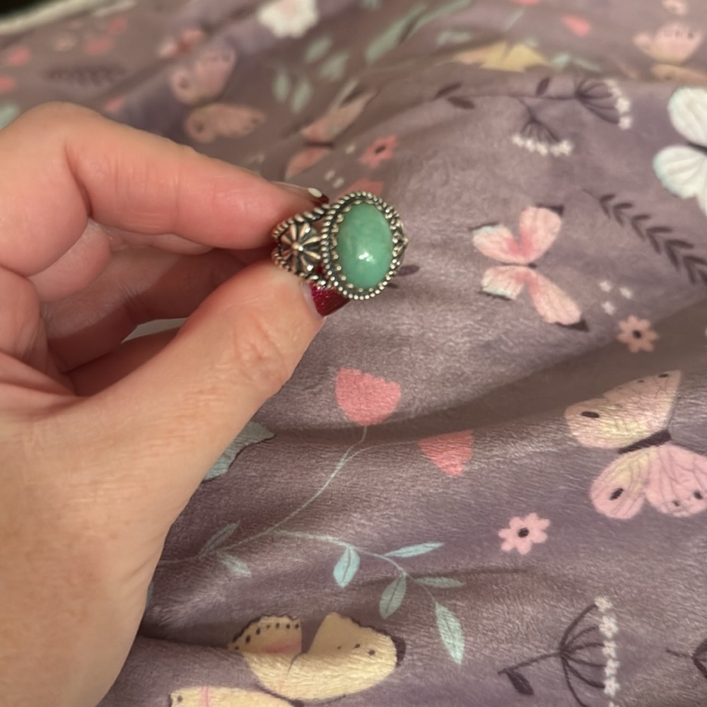 American west turquoise gem sterling silver ring size 8 - Picture 8 of 8